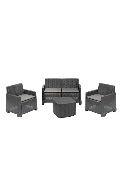 Progarden Garden/terrace furniture set COMO 4 pieces, polypropylene, 2-seater sofa, 2 chairs, table, cushions