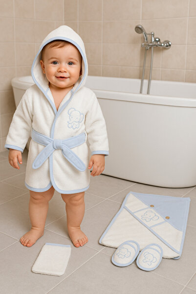 Cherub Baby Filli Bathrobe Set Organic Newborn Baby Boy Towel Bathrobe Set Or...