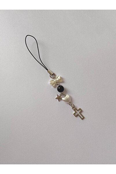 bettymettys Black Ribbon Cross Gotik Telefon Charmı