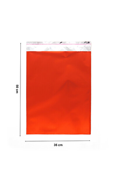 repro design 35x50 Lüx Kırmızı Yapışkanlı Metalize Hediye Poşeti Metalik Kırmızı Hediye Ambalaj Paketi 10 Adet