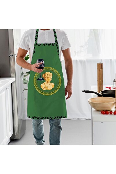Adawall مريلة مطبخ من الكتان الأخضر - تفاصيل تمثال نصفي، شهادة عالمية للغسيل والتلاشي