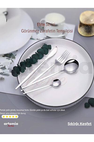 DMR LİFE New Vega 6'lı Tatlı Kaşığı Seti | Sade | 18/10 Paslanmaz Çelik