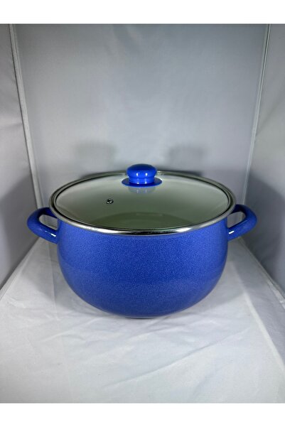 Emaye Bakraç Yoğurt Kovası Tenceresi 24 Cm Mavi 6 Litre Saklama Kabı Çinko Tencere