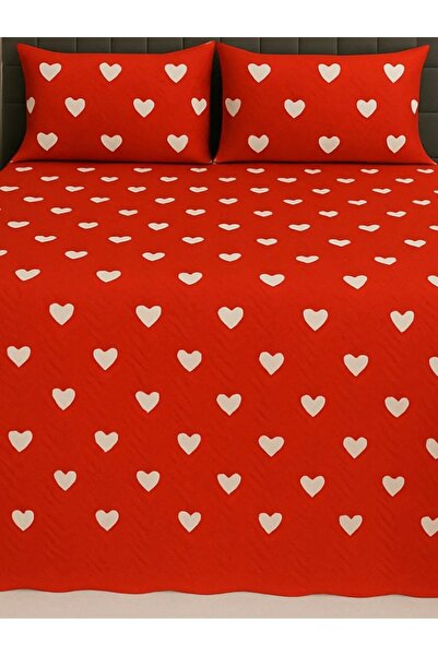 Tekstilsa Micro Fabric |   Digital Printed |   Dowry Double Bedspread Set |   Gift 3 Pieces Red