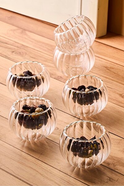 Perotti Bowy Line 6-Piece Double-Walled Glass Sauce Bowl with 6 Stripes