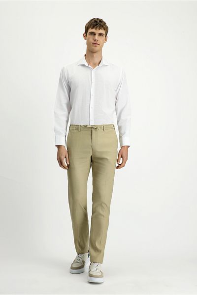 Kiğılı Slim Fit Slim Fit Elastic Waist Drawstring Linen Blended Trousers