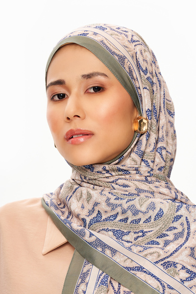 MOISCARF SİLVER ROSE șal cu model etnic moale de calitate superioară, verde