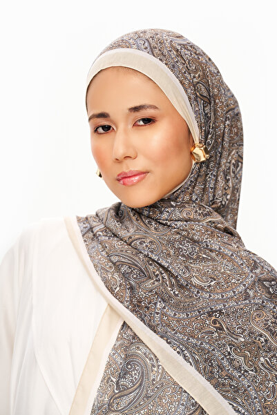 MOISCARF Pearl Palace șal superior cu model etnic moale maro