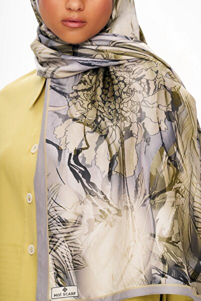 MOISCARF Florence Dream Zero Weight Patterned Shawl Green