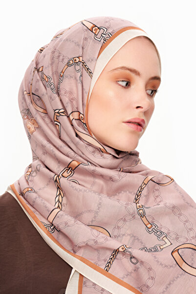 MOISCARF Σάλι με μοτίβο από μαλακή αλυσίδα Cote d'Azur Superior, καφέ σκονισμένο