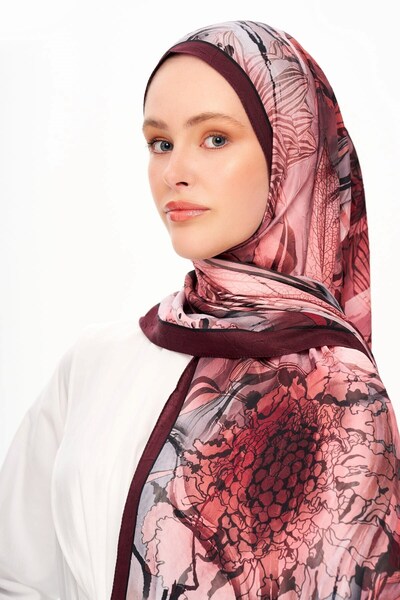 MOISCARF Florence Dream Zero Weight Patterned Shawl Claret Red