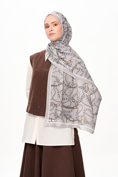 MOISCARF Cote d’Azur Superior М'який шарф із візерунком ланцюжка, світло-сірий