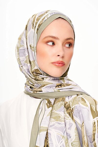 MOISCARF Fleur De Brume Patterned Shawl Pastel Green