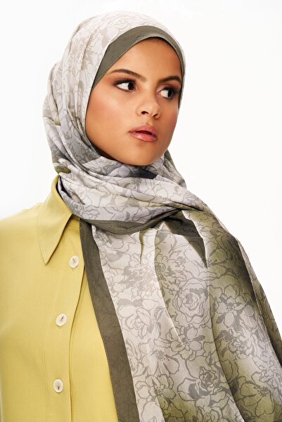MOISCARF Echo D'Orient Zero Weight Patterned Shawl Khaki