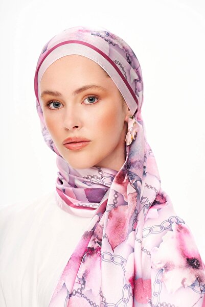 MOISCARF MOJ ANDALUS șal rafinat cu model de lanț Jan Jan roz strălucitor