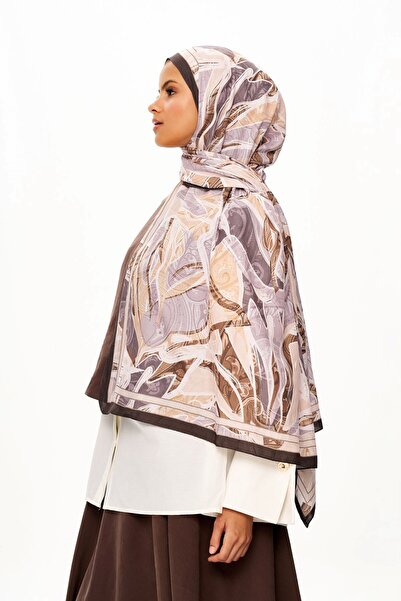 MOISCARF Fleur De Brume Patterned Shawl Dark Beige