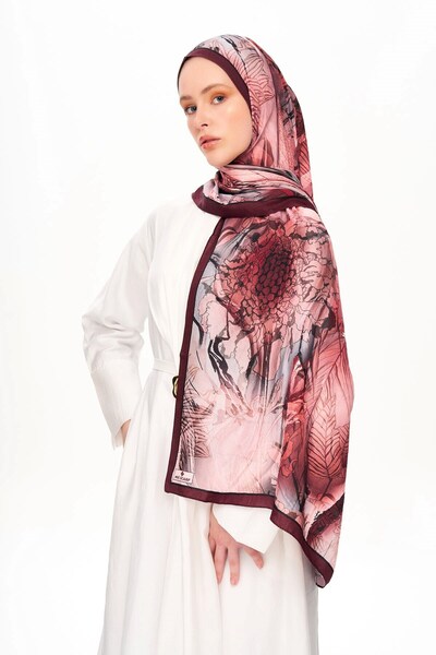 MOISCARF Florence Dream Zero Weight Patterned Shawl Claret Red