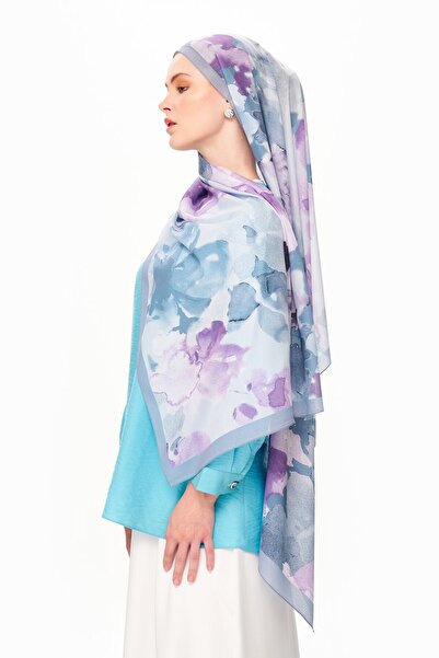 MOISCARF Brume d’Amour Fransız İpeği Desenli Şal Lila
