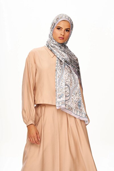 MOISCARF ROYAL TANGLE Вишуканий шарф з етнічним візерунком, світло-сірий