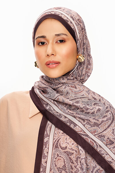 MOISCARF SİLVER ROSE Σάλι με εθνοτικό σχέδιο Superior Soft Καφέ