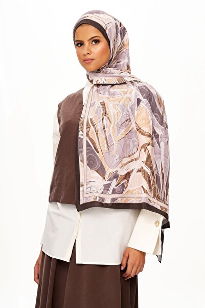 MOISCARF Fleur De Brume Patterned Shawl Dark Beige