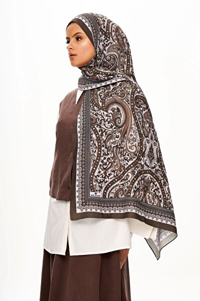 MOISCARF PAİSVERDE Σάλι με έθνικ σχέδιο με μοτίβο μηδενικού βάρους, πικρό καφέ