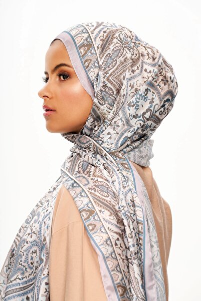 MOISCARF ROYAL TANGLE Вишуканий шарф з етнічним візерунком, світло-сірий