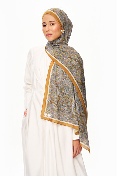 MOISCARF Pearl Palace Superior Soft Etnik Desenli Şal Hardal