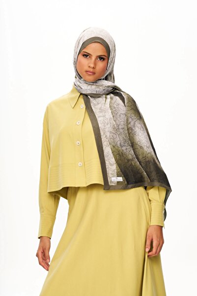 MOISCARF Echo D'Orient Zero Weight Patterned Shawl Khaki