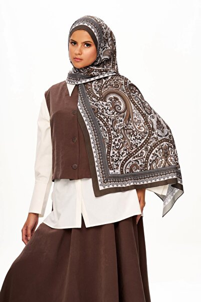 MOISCARF PAİSVERDE Σάλι με έθνικ σχέδιο με μοτίβο μηδενικού βάρους, πικρό καφέ