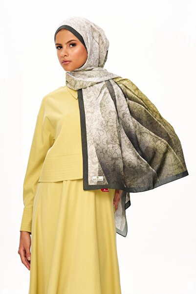 MOISCARF Echo D'Orient Zero Weight Patterned Shawl Green