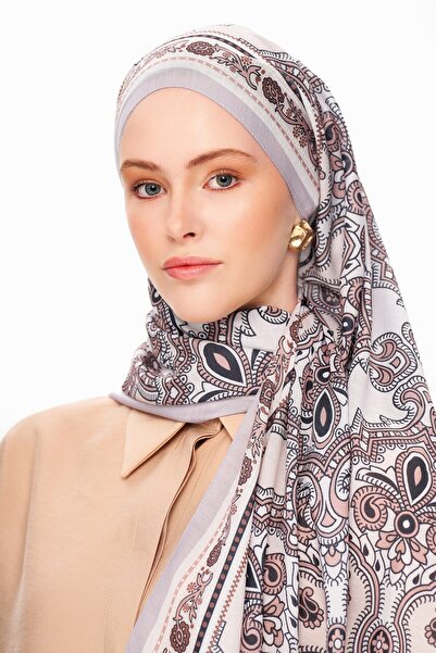 MOISCARF PAISLEY SHADOW Șal superior moale cu model etnic, cafea cu lapte