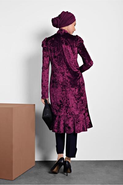 TRENDTESETTÜR Women's Plum Skirt Tip Flounced Collar Tied Tunic 40387