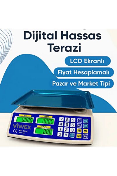 NET viwex Elektronik Şarjlı Dijital Bakal Manav Kasap Terazisi 40 Kg Tartar