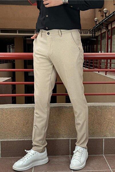 inpool Men's Polyviscose Fabric - Textured and Flexible, Old Money Culture, Fabric Pants 24INP288