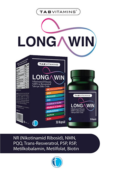 Tabvitamins Longawin 30 Bitkisel Kapsül NR Nikotinamid Ribosid NMN Resveratrol PQQ