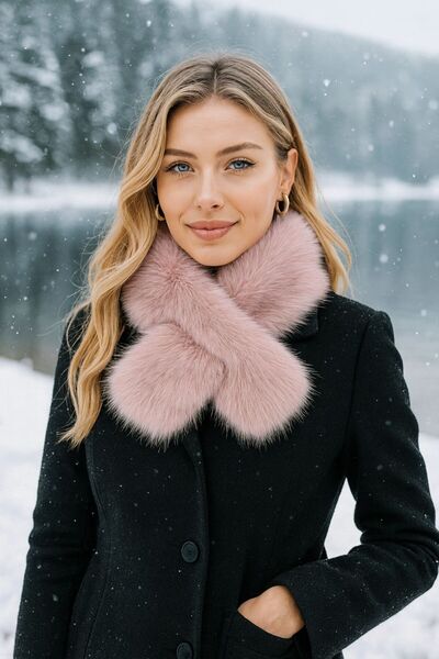 Axesoire 11248 Манго Тканина Рожевий Шарф з хутром, що проходить всередині