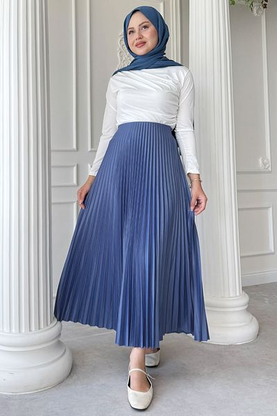 InStyle Pleated Blue Skirt