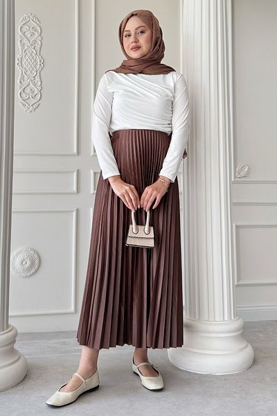 InStyle تنورة بيليسيلي بني مرير