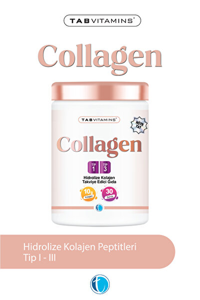 Tabvitamins Collagen 30 Servis Aromasız Hidrolize Kolajen Peptitleri Tip 1 Tip 3