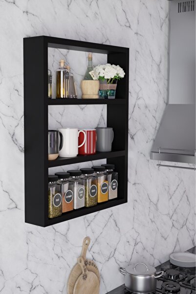 ECM 3 Katlı Duvar Rafı 43×60 cm – Mutfak Baharatlık & Kupa Düzenleyici, Banyo...