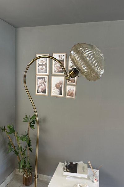 Bamyum Ruiz Bal Rengi Lambader Soru İşareti Gövde Modern Dekoratif Metal Oturma Odası