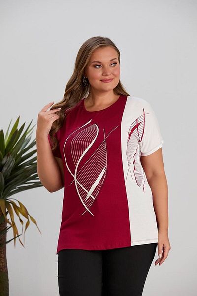 Orly More Viscose Fabric Plus Size Short Sleeve Stone Embroidery Detailed Mother Combed Cotton Blouse