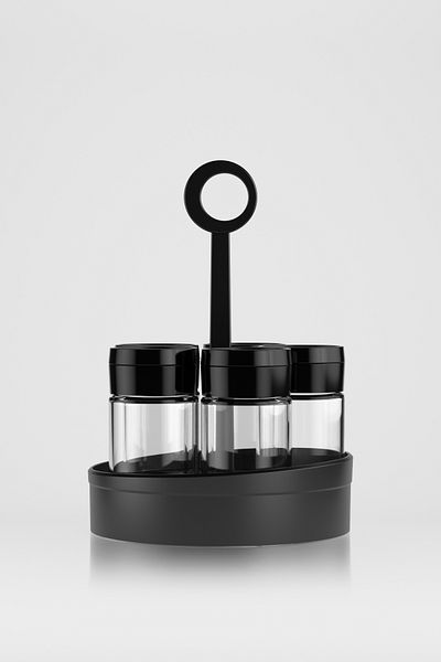 Renga Dorian 105 ml Set of 5 Glass Spice Jars 161006 Black