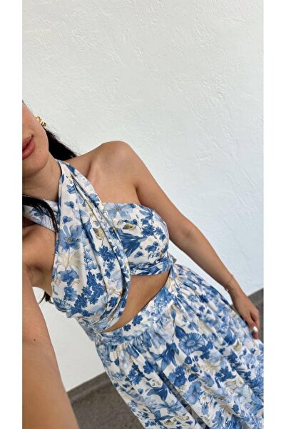 Sachistanbul Floral Patterned Tie-Up Blouse Skirt Set