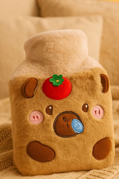 YOYOSO Hot Water Bag with Cute Capybara Figure Beige 800ml