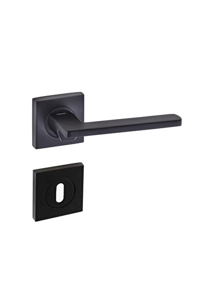 EYM Doğans Pera Mat Negru Pătrat Rozetă Ușă Mâner Cameră