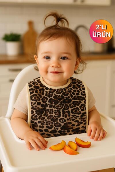 Ender Home Wild Spirit 2'li Leopar Desenli Bebek Mama Önlüğü – Sıvı Geçirmez ...