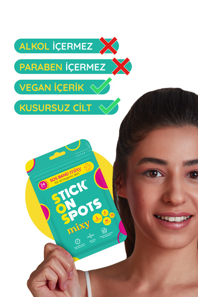 Stick On Spots SOS Akne Bandı Maxi (6’lı) & Mixy (24’lü) %100 Hidrokolloid /Akne Bandı