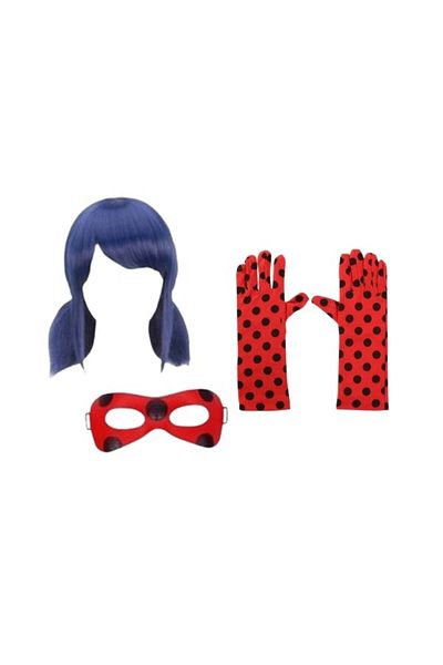 Depox Set accesorii costum de buburuză, perucă, mască, mănuși, mărime universală